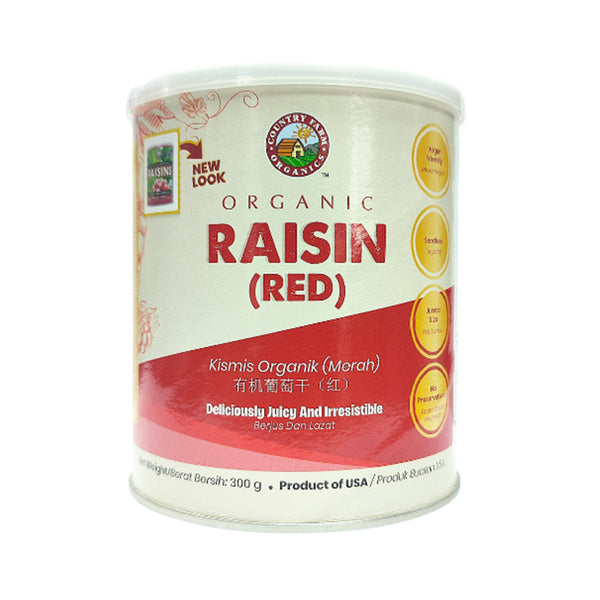 Country Farm Organics Certified Organic Red Seedless Raisins 300g