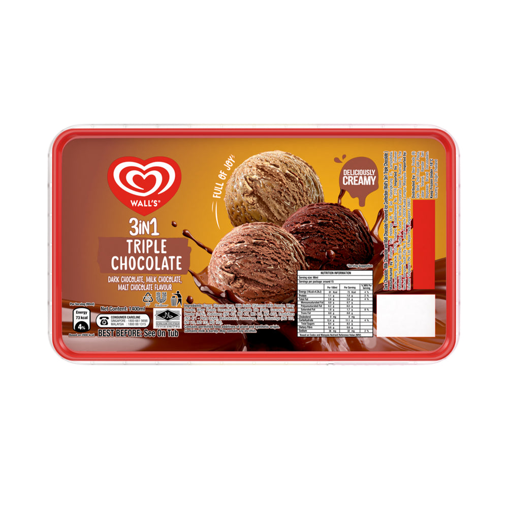 Walls 3 in 1 Triple Chocolate Ice Cream 1.4L