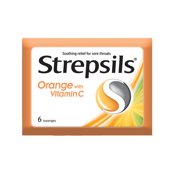 Strepsils Lozenges for Sore Throats Orange with Vitamin C 24pcs/pack