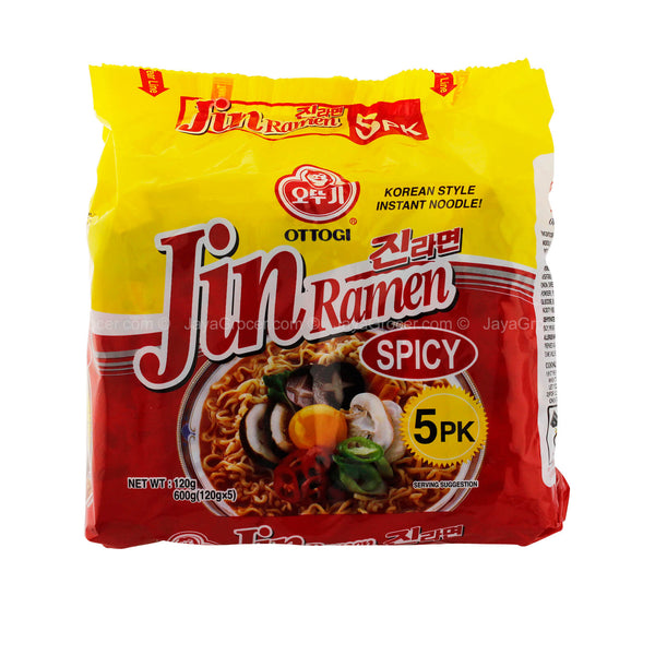 Ottogi Jin Ramen Spicy Korean Style Instant Noodle 120g x 5