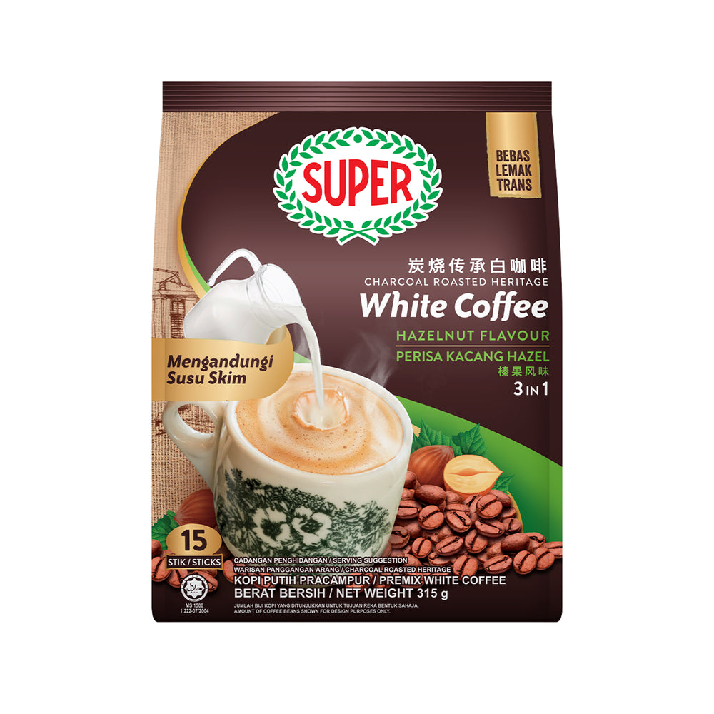 Super Charcoal Roasted Hazelnut Instant 3 in 1 White Coffee 21g x 15