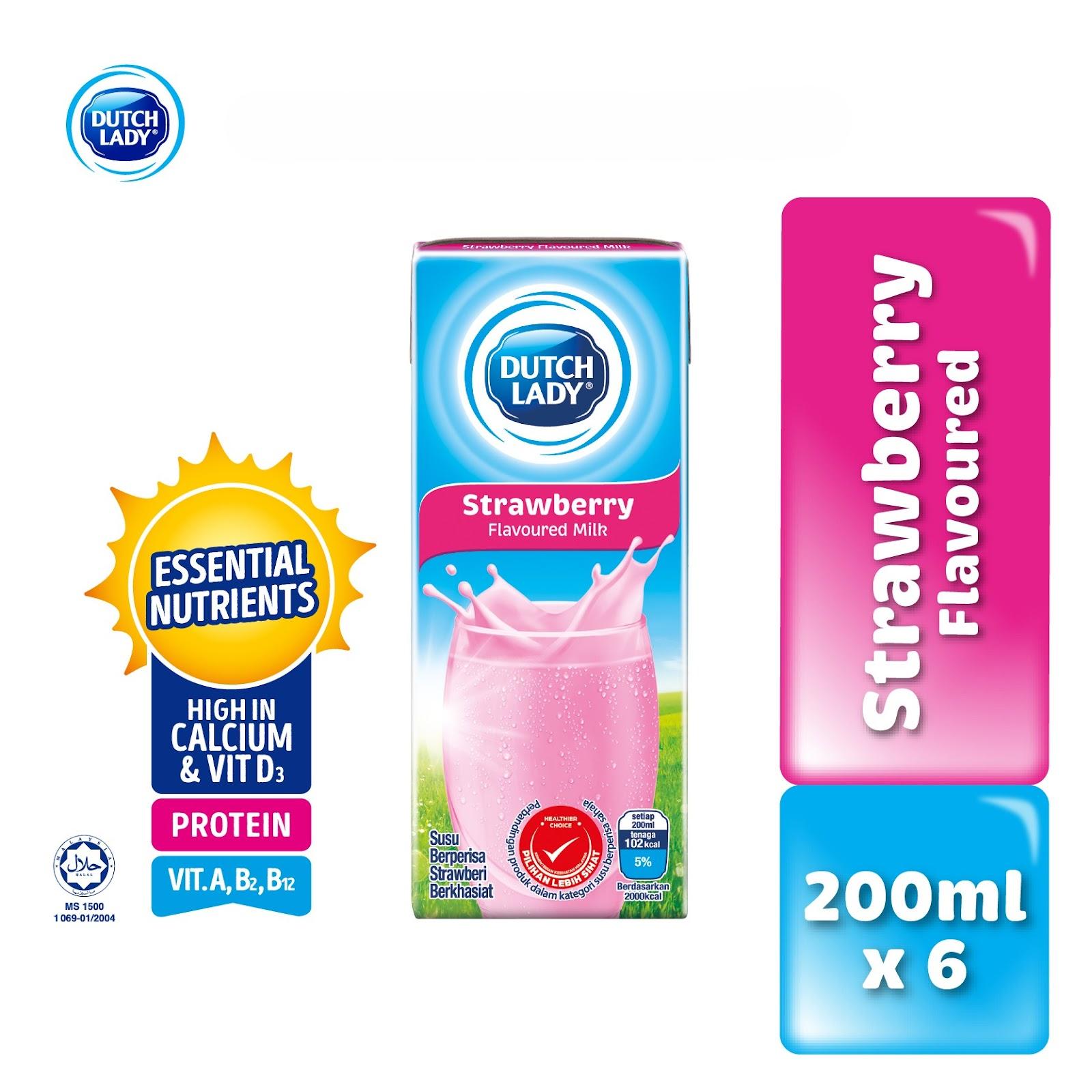 Dutch Lady Pure Farm Strawberry UHT Milk 200ml x 6