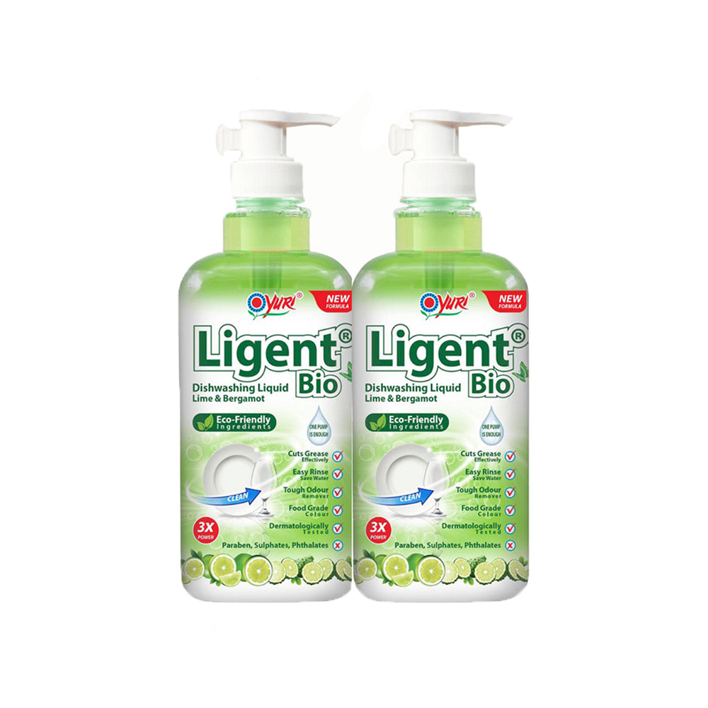 Yuri Ligent Anti-Bacterial Dishwashing Detergent Lime 1L x 2