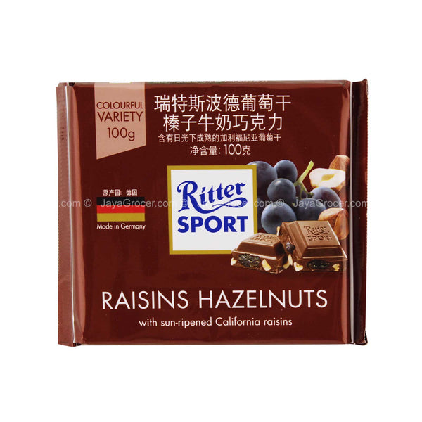 Ritter Sport Raisin and Hazelnut Chocolate Bar 100g