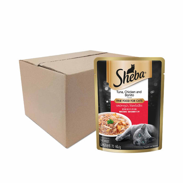 Sheba Pouch Tuna And Chicken With Bonito Flake Flavour Wet Cat Food 70g (highest price)