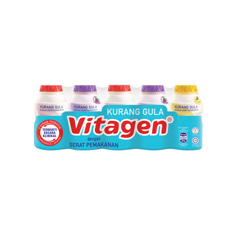 Vitagen Less Sugar Assorted Flavours Cultured Drink 125ml x 5