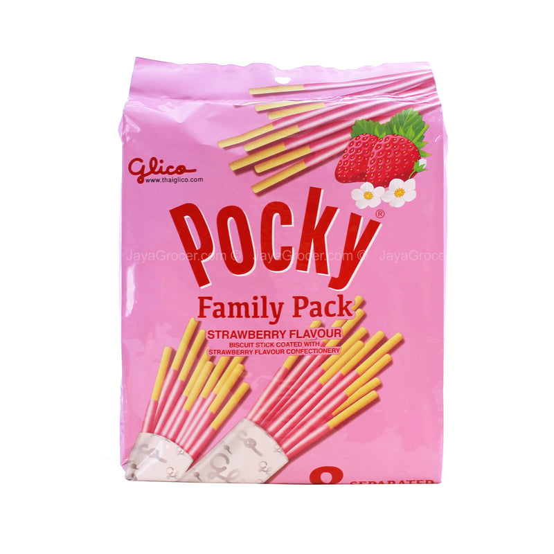 Glico Pocky Biscuit Stick Family Pack Strawberry Flavour 21g x 8