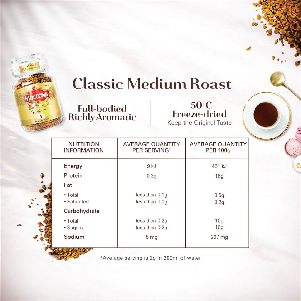 Moccona Classic Medium Roast Intensity 5 Freeze Dried Instant Coffee 50g