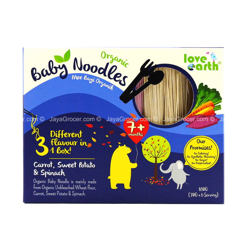 Love Earth Organic Baby Noodles Carrot, Sweet Potato and Spinach 180g