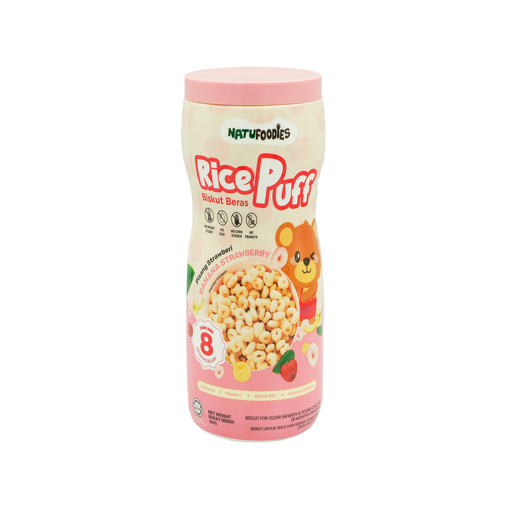 Natufoodies Banana Strawberry Rice Puff 60g