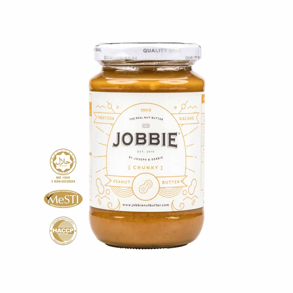 Jobbie Chunky Pure Peanut Butter (No Sugar and Salt) 380g