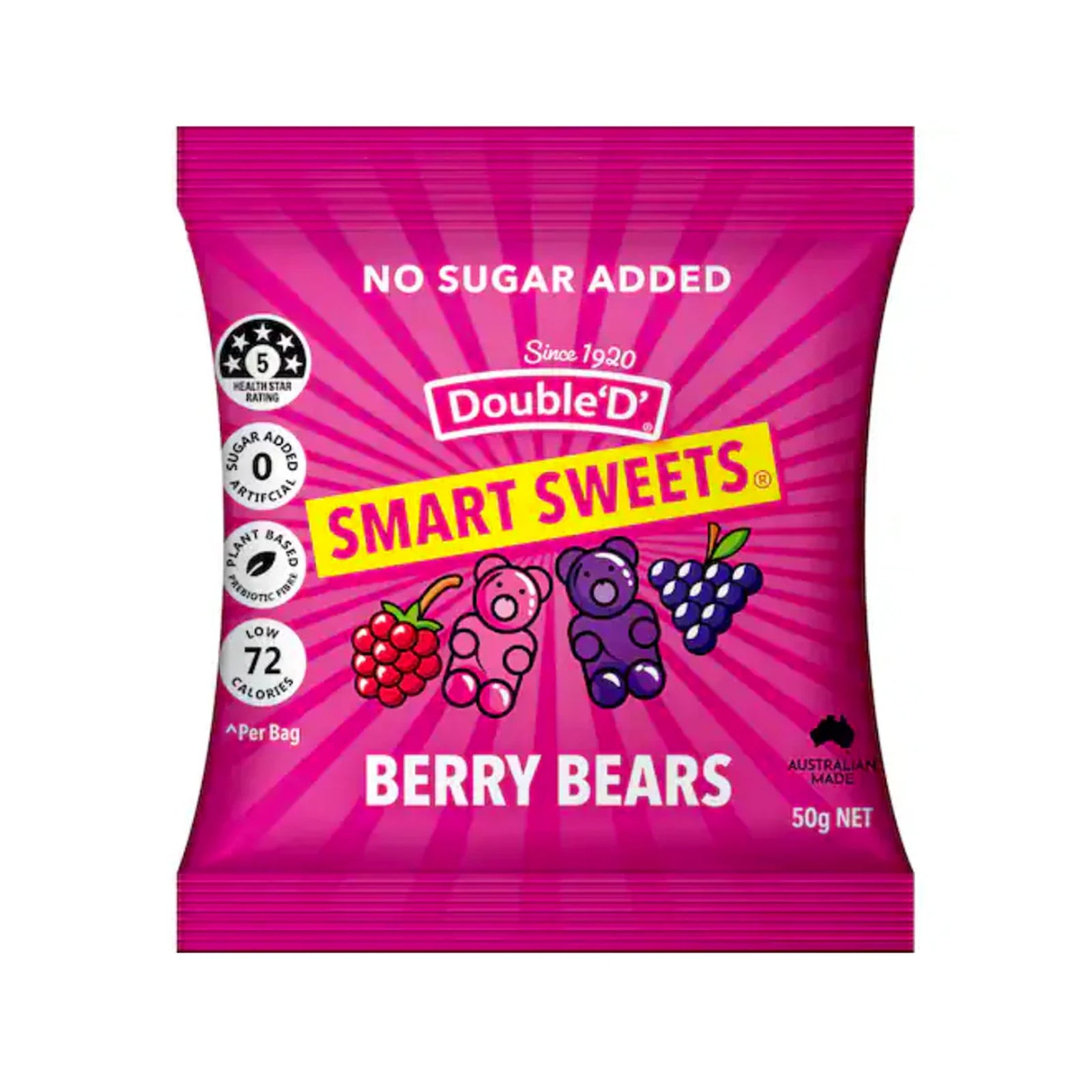 Double D No Sugar Gummy Bears Berry 50g