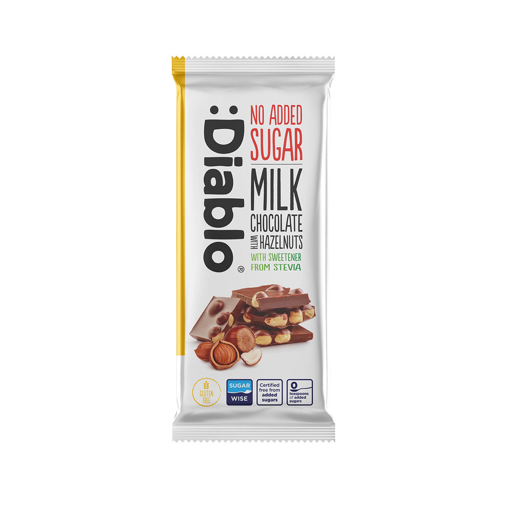 Diablo Stevia Milk Chocolate Hazelnuts 75g