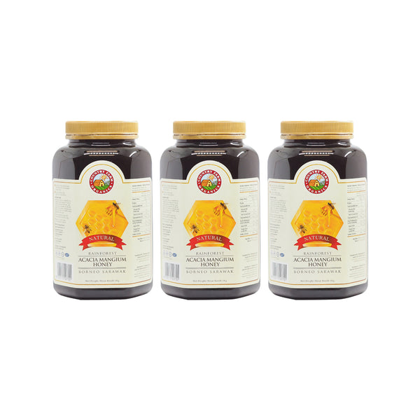 Country Farm Organic Natural Rainforest Acacia Mangium Honey 1kg x 3