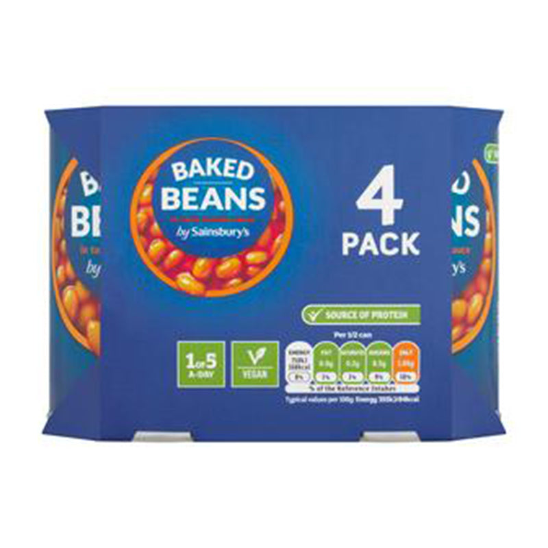 Sainsburys Baked Bean In Tomato Sauce 400g x 4