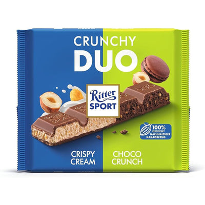 Ritter Sports Crunchy Duo Crispy Crea, & Chcoolate Bar 218g