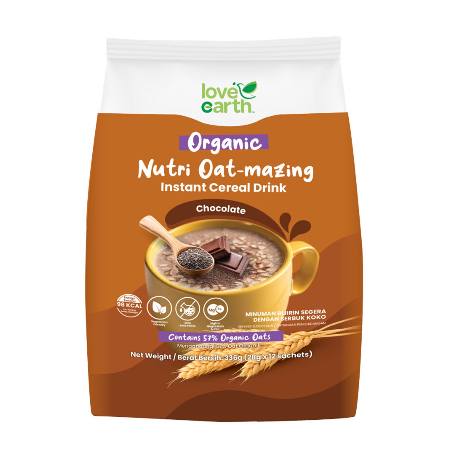 Love Earth Nutri Oat-Mazing Instant Cereal Drink Dark Chocolate 28 x 12