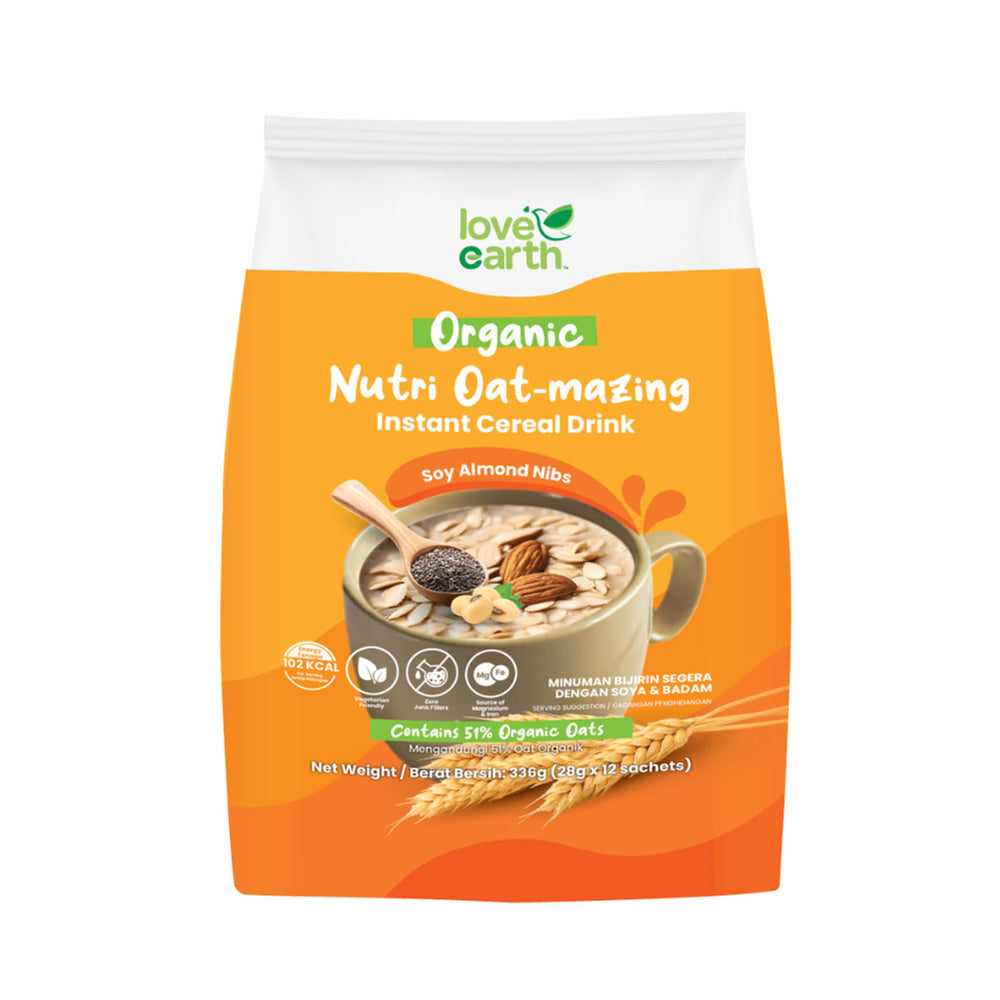 Love Earth Nutri Oat-Mazing Instant Cereal Drink Soy Almond Nibs 28g x 12