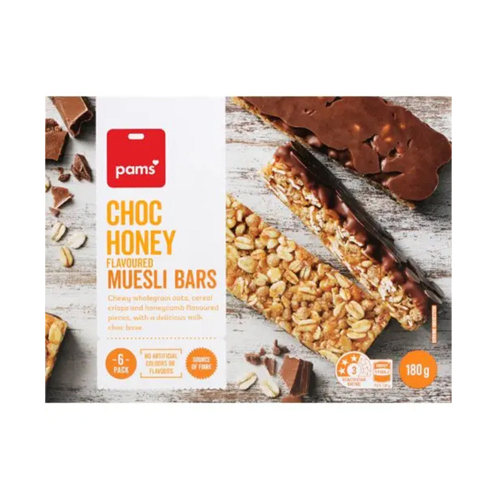 Pams Muesli Bar Chocolate Honey 185g
