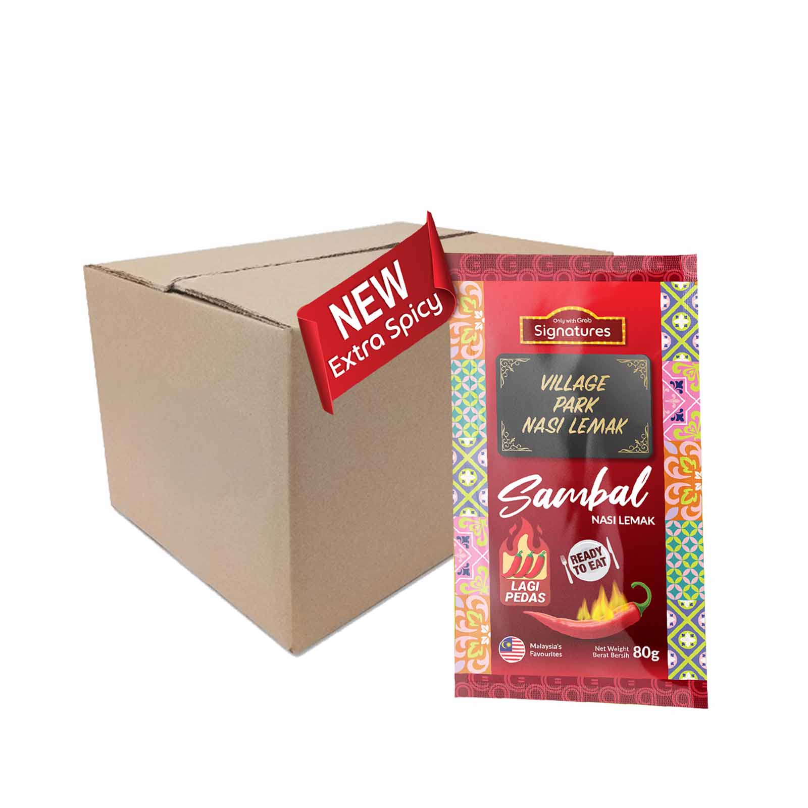 Grab Signatures Village Park Nasi Lemak Sambal Lagi Pedas Sachet 80g