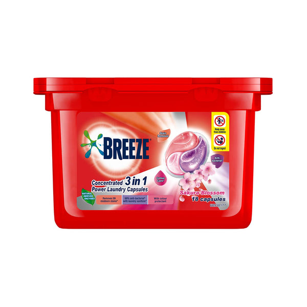 Breeze 5 in 1 Laundry Capsules Sakura Blossom (Pouch) 210g x 18