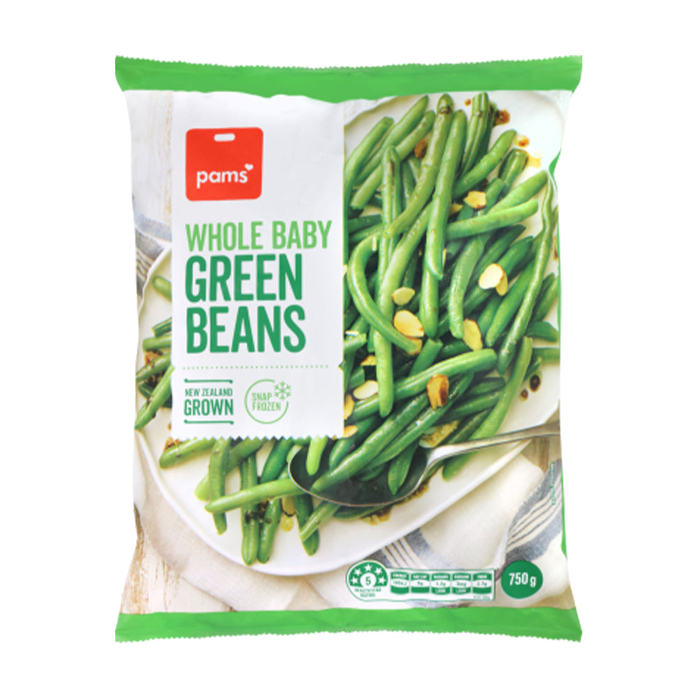 Pams Frozen Green Beans Whole Baby 750g