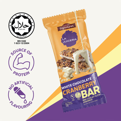 Grab Signatures La Juiceria White Chocolate Cranberry Bar 40g
