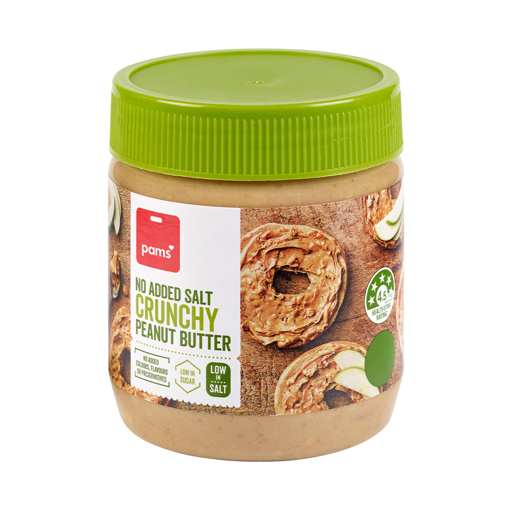 Pams Crunchy No Salt Peanut Butter 375g