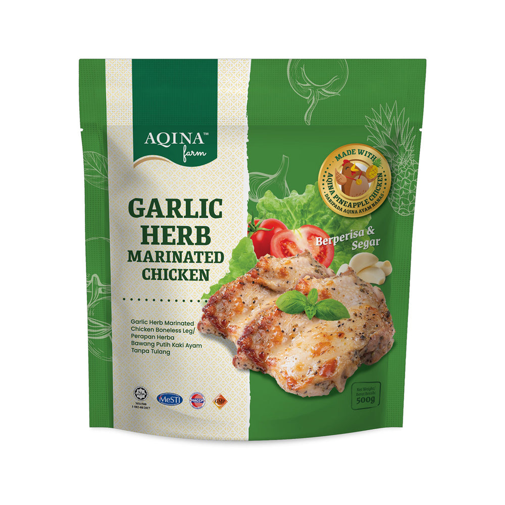 Aqina Frozen Garlic Herb Boneless Chicken Leg 500g