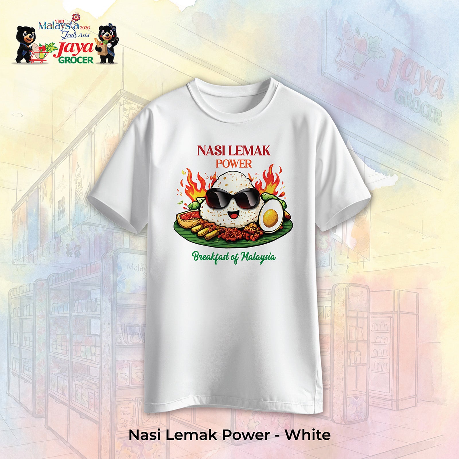 JS Apparel - Nasi Lemak Power (White-XL)
