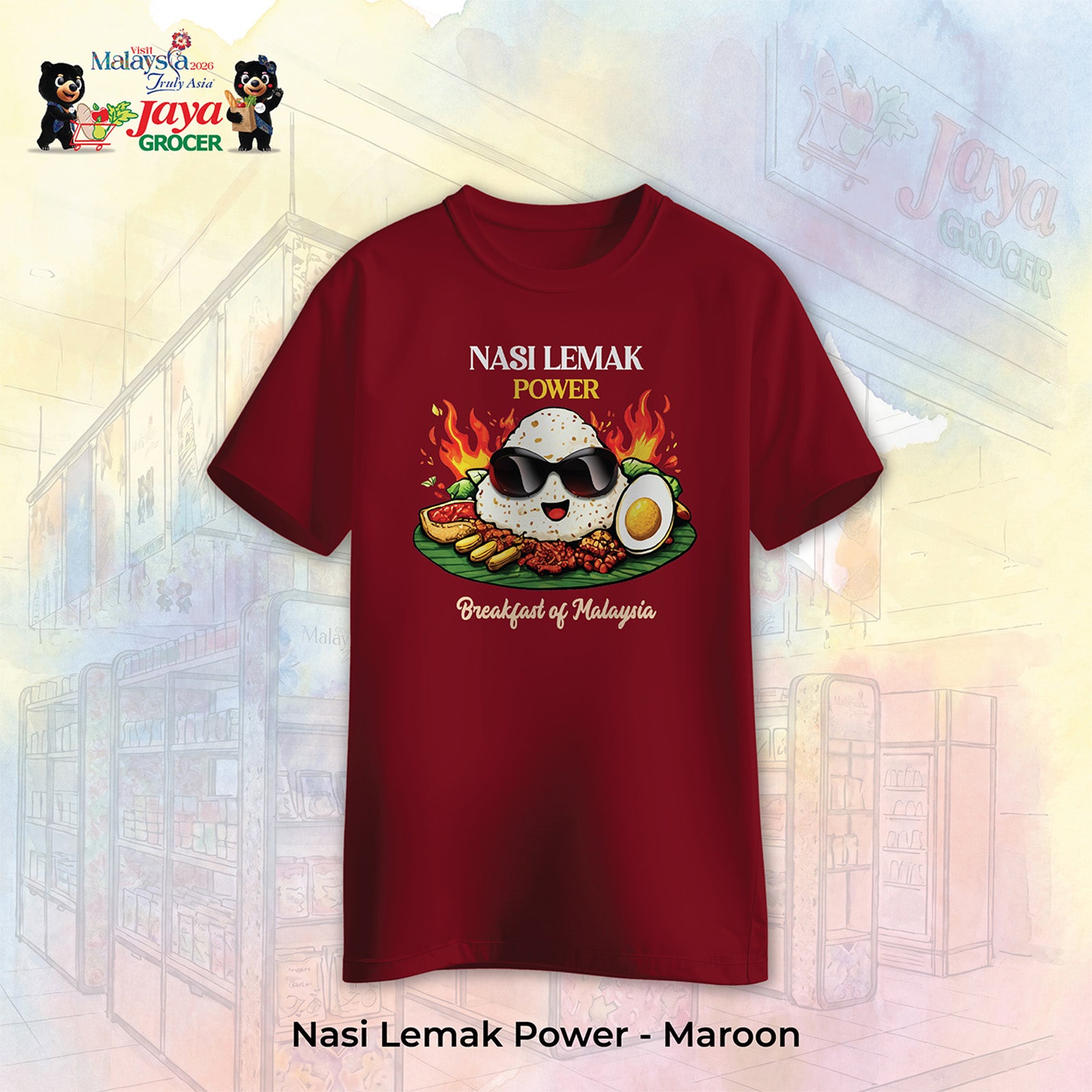 JS Apparel - Nasi Lemak Power (Maroon-M)