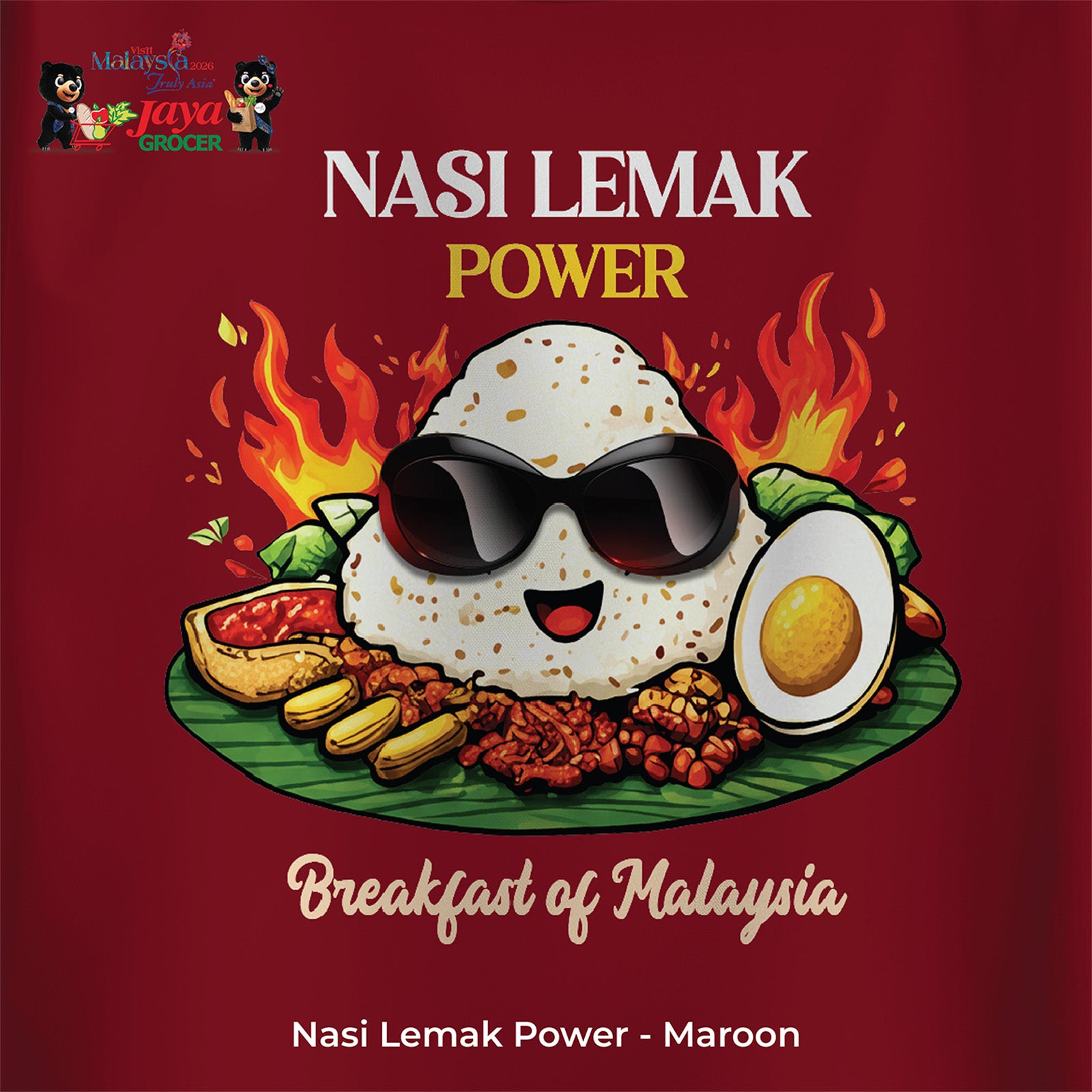 JS Apparel - Nasi Lemak Power (Maroon-L)