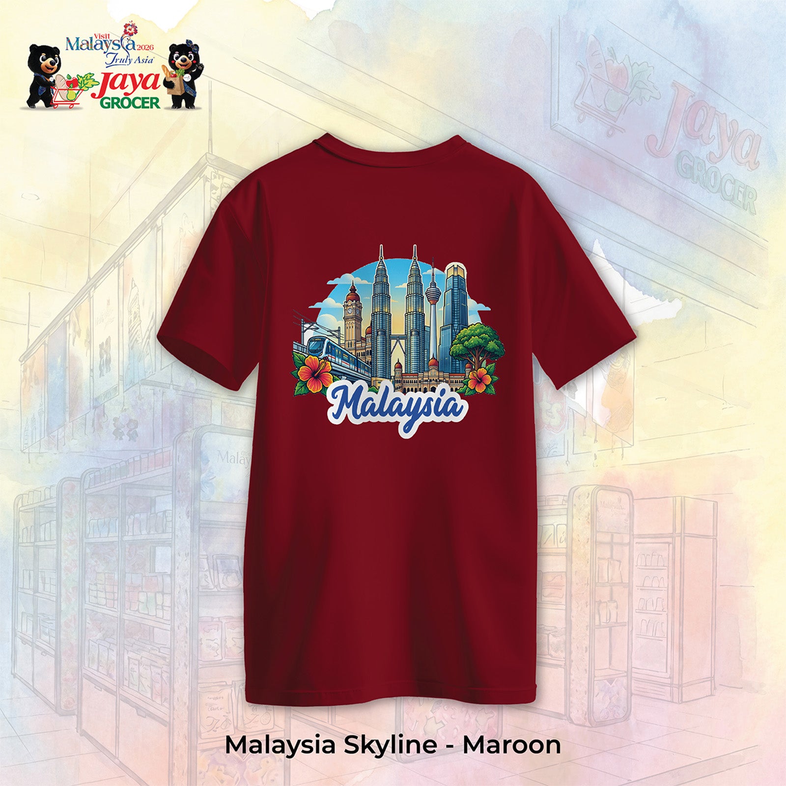 JS Apparel - Malaysia Skyline (Maroon-M)