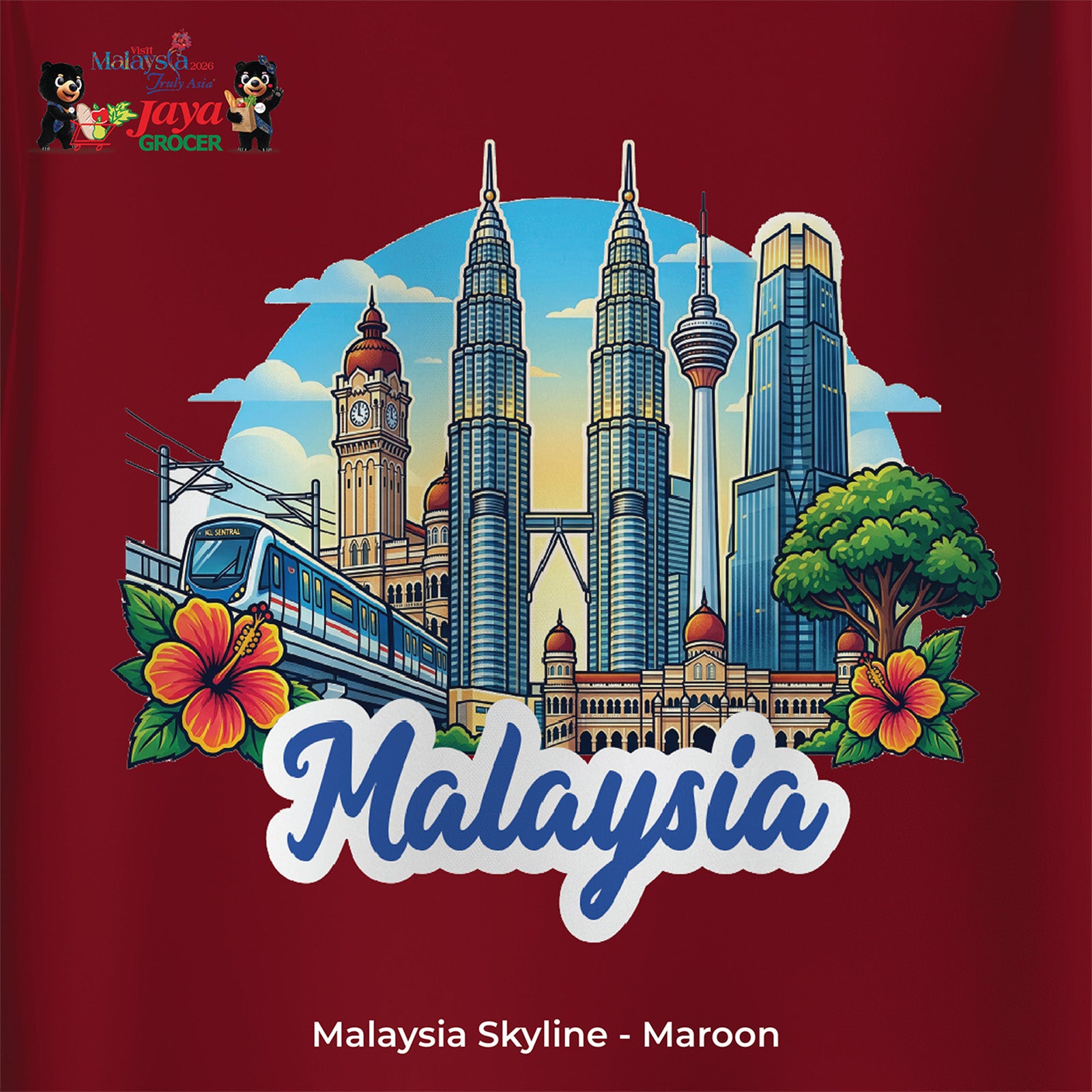 JS Apparel - Malaysia Skyline (Maroon-M)