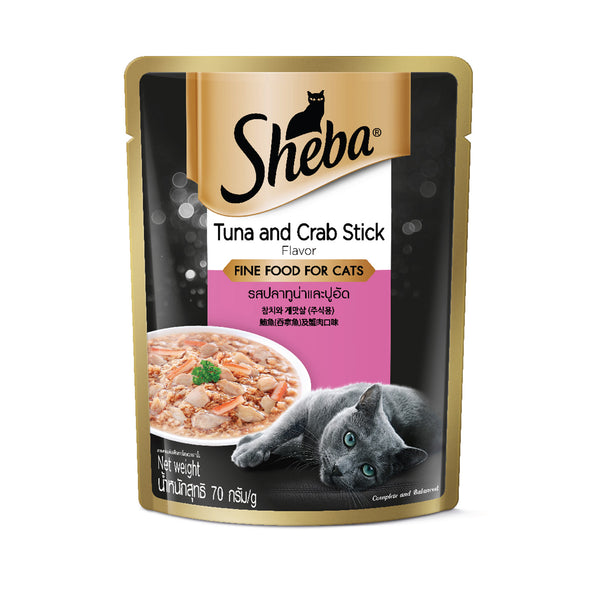 Sheba Pouch Fine Food for Cats (Tuna & Crab Stick Flavour) 70g